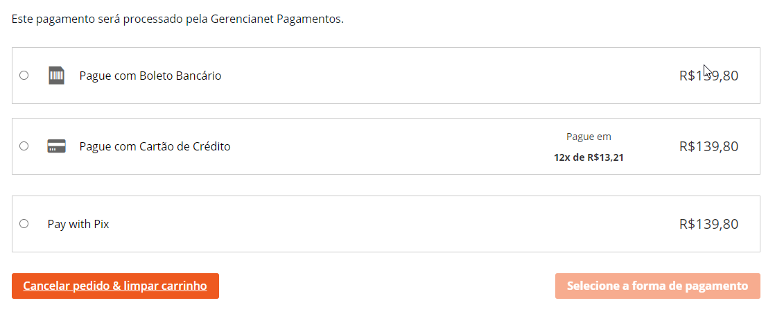 Selecionar método de pagamento alt text